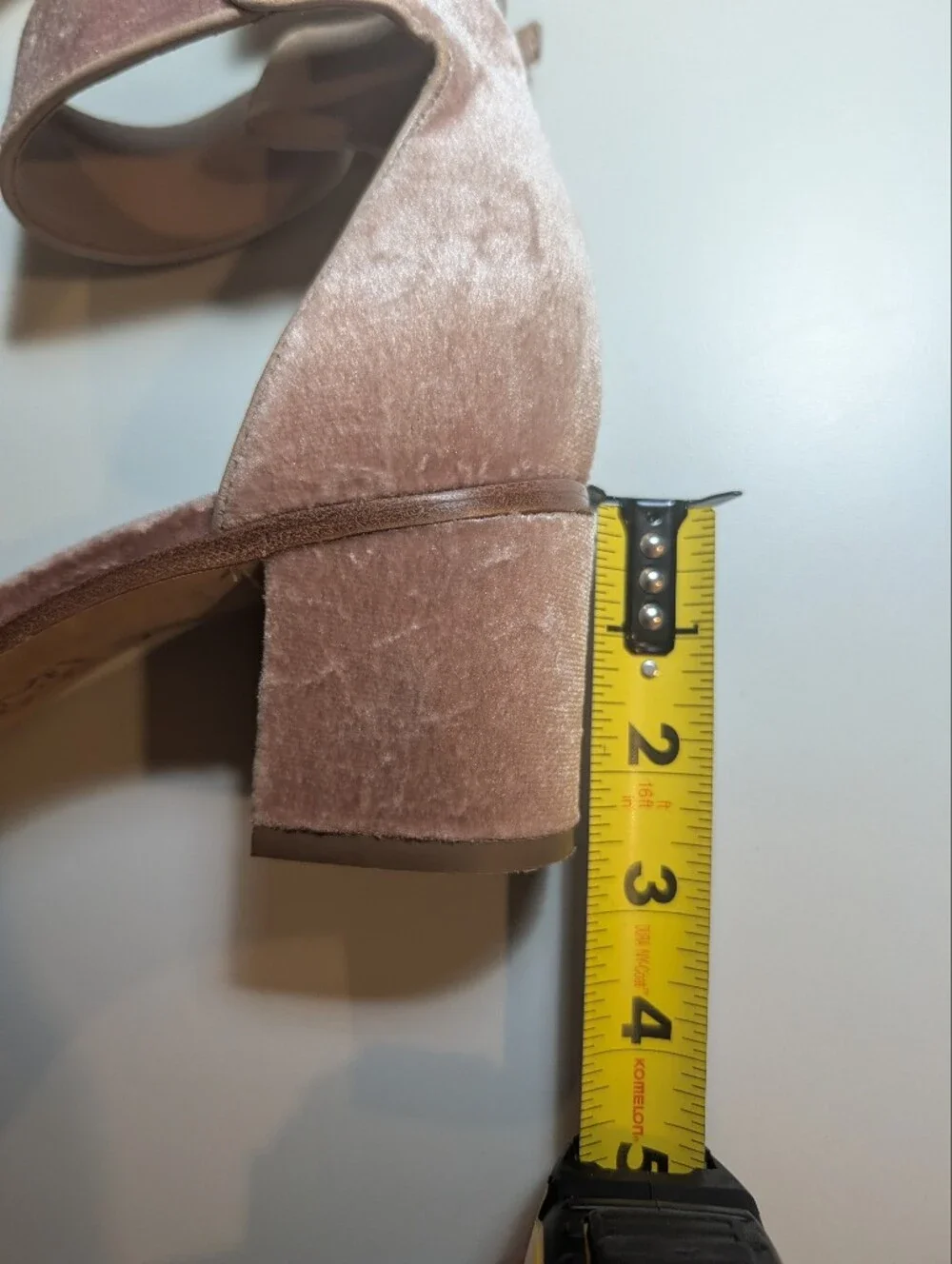 Bernardo Woman's 8.5 Blush Pink Velvet Ankle-Strap Block Heel Sandal